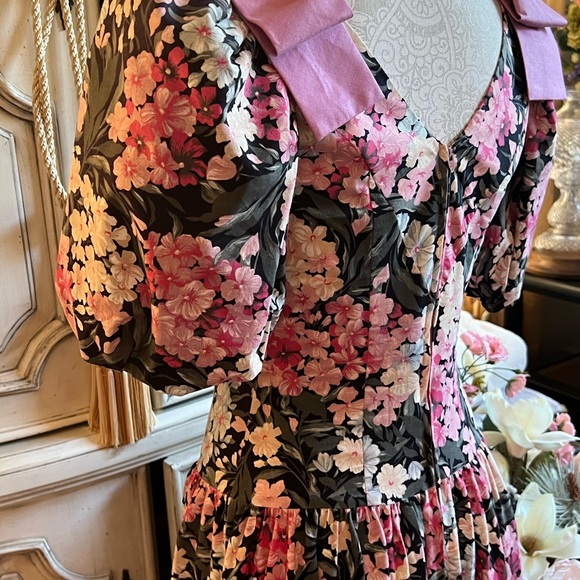 ❤️PRINCESS FLORAL DRESS, PUFF SLEEVES DROPPED WAIST VINTAGE 1980’s SZ 6 LIKE NEW - Picture 2 of 11